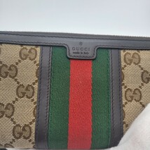 GUCCI グッチ ラウンドファスナー 長財布 財布 GG キャンバス レザー シェリーライン_画像5