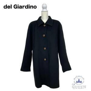 * beautiful goods * del Giardino outer pea coat long height lady's black cashmere d16 free shipping old clothes 