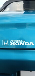 ホンダステッカー　POWDER by HONDA 透明に白プリント　横１２センチ