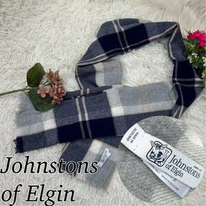 Johnstons of Elgin カシミヤ ジョンストンズオブエルガン マフラー ストール チェック 美品 人気モデル スコットランド製 送料無料