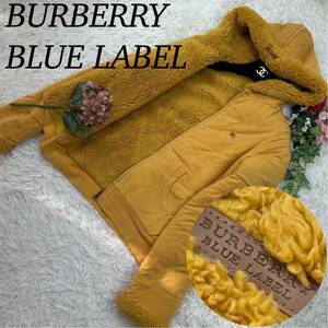 BURBERRY BLUE LABEL バーバリーブルーレーベル レディース Mサイズ リバーシブル ブルゾン 黄 ボア レアモデル ホースロゴ イエロー