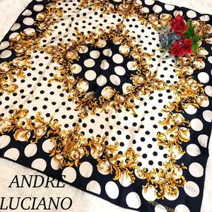 ANDRE LUCIANO アンドレルチアーノ レディース スカーフ ネイビー 未使用に近い 90×90 かわいい 人気モデル 送料無料