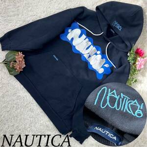 NAUTICA ノーティカ メンズ パーカー 長袖 フード Lサイズ ビックシルエット 青 ブルー 黒 ブラック 刺繍