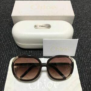 【クロエ】本物 Chloe サングラス ロゴテンプル CL 2119 ブラウン色系 メンズ レディース フランス製 クロス ケース 箱付き