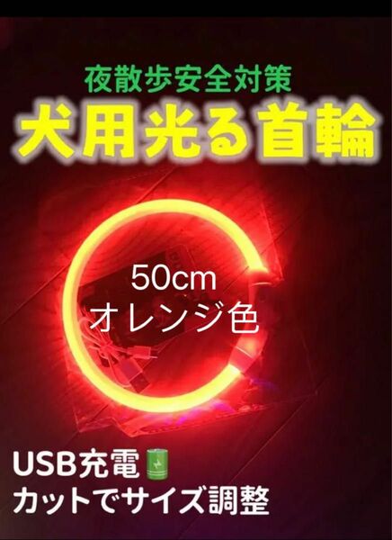 犬 首輪 光る ライト USB充電 小型犬　中型犬　大型犬　サイズ調整OK 