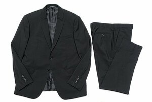 19AW 新品同様 EMPORIO ARMANI エンポリオアルマーニ M LINE シャドーストライプスーツ セットアップ ヴァージンウール ブラック メンズ 54