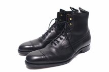 超美品 foot the coacher フットザコーチャー キャップトゥ ブーツ ストレートチップ シューズ カーフ レザー ブラック 黒 メンズ 8 1/2 F_画像1