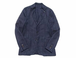 ブートニエール付 定価13万 超美品 LARDINI ラルディーニ Tessuto Esclusivo ヘリンボーン テーラードジャケット ネイビー メンズ 44