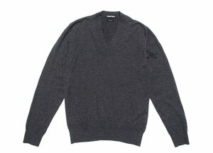 19AW 定価20万 美品 TOM FORD トムフォード カシミヤシルク Vネック ニット セーター BXH91 TFK100 グレー メンズ 46