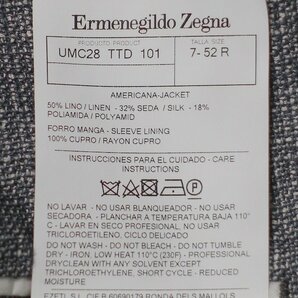 美品 Ermenegildo Zegna ゼニア リネンシルク ライトツイード テーラード ジャケット グレー メンズ 52 ブレザーの画像3