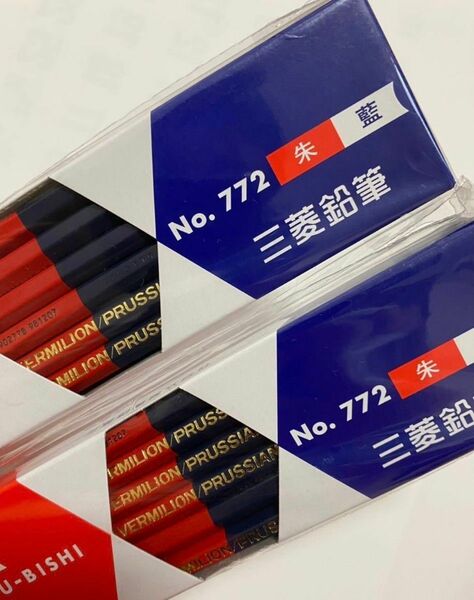 1858円 三菱鉛筆 朱藍鉛筆 772 六角 K772赤鉛筆×2ダース uni ユニ 日本 赤えんぴつ どろぼうえんぴつ 筆記用具