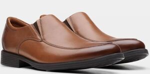 Clarks 26cm ブラウン ビジネス スニーカー ローファー エプロントゥ スリッポンサイド ゴア ブーツ レザー ランニング スーツ JJJ258