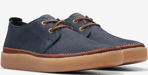 送料無料 Clarks 26.5cm ネイビー プレーン ビーズワックス スニーカー ビジネス レザー レースアップ シューズ ブーツ スーツ JJJ265