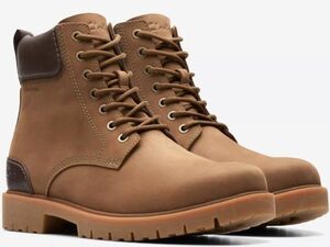 送料無料 Clarks 26cm GTX ゴアテックス チャッカ ブーツ ブラウン 軽量 防水 ウォータープルーフ スニーカー ビジネス レザー JJJ256