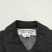 4-0106T☆COMME des GARCONS 裾絞り染め 丸襟ウールジャケット RB-J021 サイズM チャコールグレー コムデギャルソン/コムコム 231448_画像3