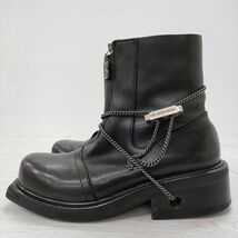 DIRK BIKKEMBERGS シルバーチェーン ワイヤーブーツ 初期 90年代 フロントジップ サイズ41 ブーツ ダークビッケンバーグ 3-1225T F94602_画像2