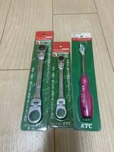 新品　KTC ラチェットメガネレンチ　クランプツール小　ラチェット MR1214F MR0810F AP203-6A 工具セット　首振り_画像1