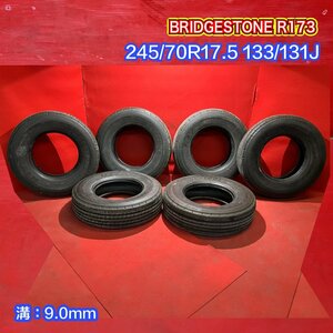 【個人宅配送不可】新車外しトラックタイヤ6本 245/80R17.5 133/131J BRIDGESTONE R173 2022～2023年製【47139925】