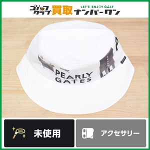 ★売切り★【未使用品】パーリーゲイツ PEARLY GATES フォトプリント バケットハット ホワイト サイズフリー ゴルフウェア バケハ 帽子