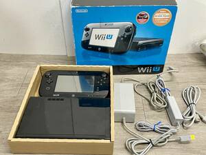 ☆ WiiU ☆ プレミアムセット 32GB クロ 動作品 状態良好 本体 ゲームパッド 純正アダプター 箱 付属 内箱欠品 Nintendo Wii U 4398