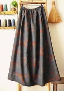  sickle ..... kimono remake pongee black Indigo . flower group step ... common .* silk *A line simple Silhouette * maxi skirt * laundry OK