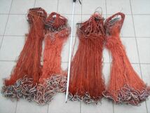 3枚網　4枚セット 未使用品　オレンジ　漁師網　縦網　刺網　魚網　高さ約90cm　角目約3cmX3cm　長さ約22m～　船　船舶　Ⅶ番　_画像1