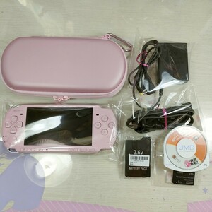かなり美品 PSP 3000 ブロッサムピンク 本体 バッテリー ソニー純正充電器 メモリースティック4GB 液晶保護フィルム 桜色　ピンク　ポーチ