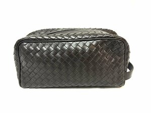 ☆ボッテガヴェネタ BOTTEGAVENETA イントレチャート セカンドバック ハンドバッグ メッシュ ナッパ レザー ダークブラウン