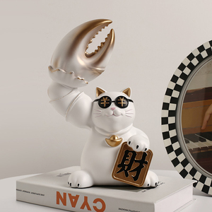  new goods decoration thing high class popular maneki-neko pincers present sunglasses .. digit cat ornament entranceway customer ... white 