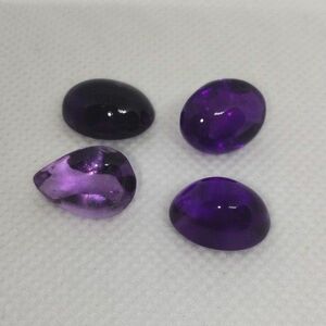 ③アメジスト４点まとめ 重量約 27.65ct ルース 裸石 ジュエリー 紫水晶 カボション オーバル ドロップ ルース 