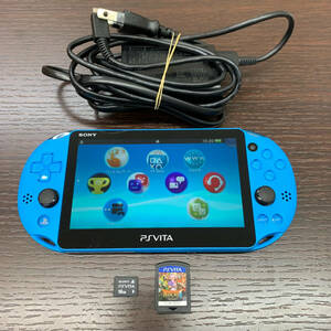 ＃9523　PlayStation Vita本体 （PSVITA本体 PCH-2000 /ブルー） PS Vita　動作確認　初期化済　ソフト付　ドラクエヒーローズⅡ