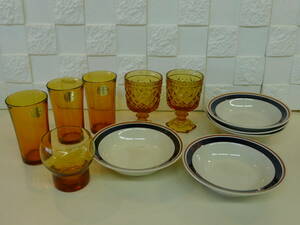 aa378 * * Vintage * retro tableware NEWCOR STONEWARE/mune/DURALEX other amber amber France made in Japan Cafe modern Northern Europe /100