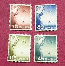 航空切手 大仏航空 1953年 70円 80円 115円 145円 4種完 4枚 未使用品 5_画像1