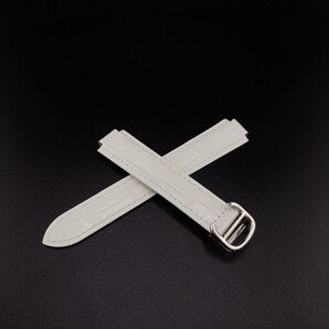 18mm カウハイドレザー 腕時計 凸型 修理交換用 革ベルト ホワイト 白 Dバックル付属 【対応】カルティエ バロンブルー