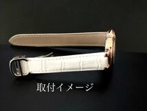 18mm 腕時計 凸型 修理交換用 レザー 革ベルト ホワイト 白 Dバックル付属 【対応】カルティエ バロンブルー _画像7