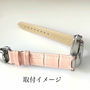 18mm 腕時計 凹型 革 レザーベルト 薄ピンク 桜 Dバックル 【対応】カルティエ パシャC/35 Cartierの画像8
