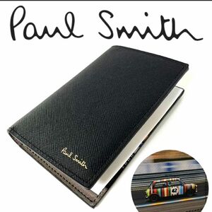 新品 Paul Smith ポールスミス 二つ折り ミニ札財布 黒 イタリア製 ブラック レザー シンプル ビジネス カードケース