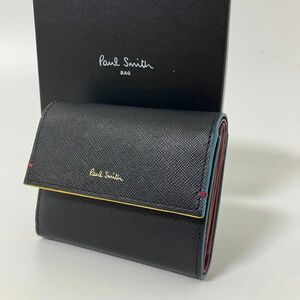 Paul Smith ポールスミス　三つ折り財布　ブラック　エンボスレザー　 ポールスミス 二つ折り財布 財布 レザー