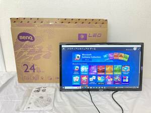 【IE68】(O)BenQ ベンキュー 24インチ 液晶ディスプレイ GL2460-B 2017年製 モニター 互換電源コード スタンド欠品 通電動作OK 中古現状品