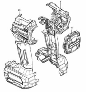 マキタ makita 40Vmax 充電式震動ドライバドリル HP001GZ 用 ハウジングセット品 183S37-7 リヤカバー 412361-0 2点セット 部品 修理パーツ