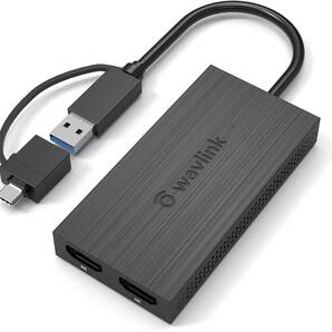 【送料無料】 WAVLINK USB 3.0A/type-C-デュアル HDMI アダプター 4K出力 ミニドッキングステーション/最 大4K