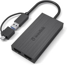 【送料無料】 WAVLINK USB 3.0A/type-C-デュアル HDMI アダプター 4K出力 ミニドッキングステーション/最 大4K_画像1