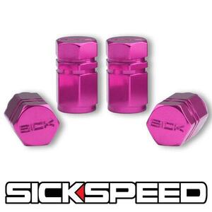 SICKSPEED　エアバルブキャップ ピンク 4個セット USDM JDM シックスピード アメリカ 北米 エアキャップ 空気 栓 蓋 ホイール