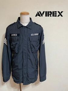 【良品】 AVIREX U.S.A アヴィレックス ミリタリー ジャケット ワッペン トップス サイズXL 長袖 ネイビー 6162115