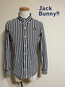 【美品】 Jack Bunny!! by PEARLY GATES ジャックバニー パーリーゲイツ ゴルフ ボタンダウン 鹿の子 ストライプ シャツ サイズ4 長袖