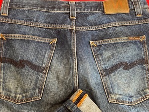 ★Nudie Jeans ヌーディージーンズ　34インチ　 デニム　ジーンズ　イタリア製　ボタンフライ 短足★