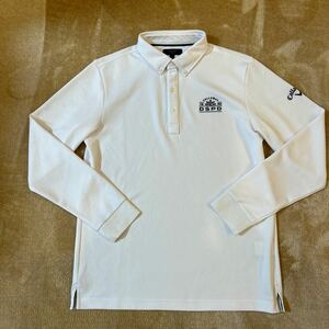 キャロウェイのボタンダウン長袖ポロシャツ　ゴルフシャツ ゴルフウェア　メンズLサイズ　白　少し厚手のポロシャツ