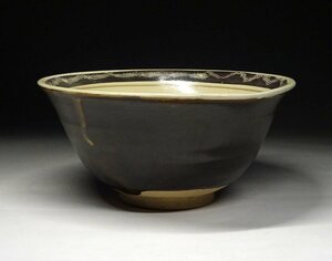 緑屋f■ 中国古玩　磁州窯 絵高麗　鉢　唐物 時代物　i9/1-6138/29-5#80