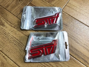 ☆STi メタルエンブレム 前後 レッド/クローム 新品 y33