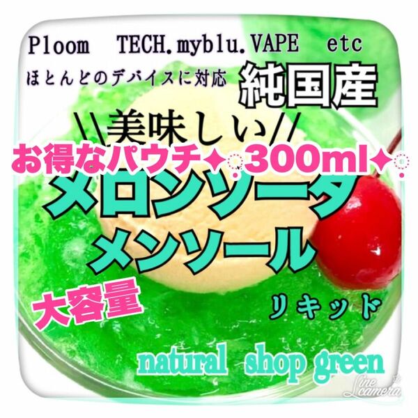 【破格！！個数限定】メロンソーダメンソールパウチ300ml【純国産・全機種対応】